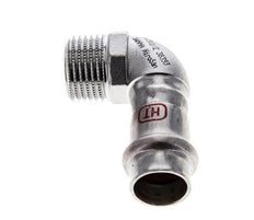 90 graden L-Perskoppeling - 15mm Persmof & R 1/2'' Buiseinde - RVS