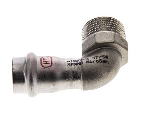 90 graden L-Perskoppeling - 18mm Persmof & R 3/4'' Buiseinde - RVS