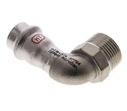 90 graden L-Perskoppeling - 18mm Persmof & R 3/4'' Buiseinde - RVS