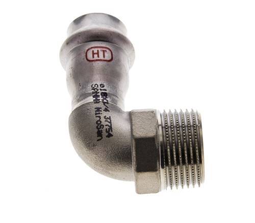 90 graden L-Perskoppeling - 18mm Persmof & R 3/4'' Buiseinde - RVS