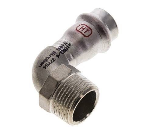 90 graden L-Perskoppeling - 18mm Persmof & R 3/4'' Buiseinde - RVS