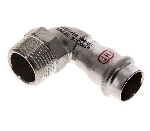 90 graden L-Perskoppeling - 18mm Persmof & R 3/4'' Buiseinde - RVS