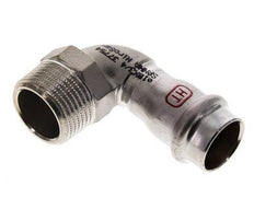 90 graden L-Perskoppeling - 18mm Persmof & R 3/4'' Buiseinde - RVS