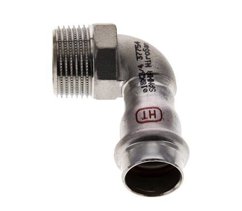 90 graden L-Perskoppeling - 18mm Persmof & R 3/4'' Buiseinde - RVS