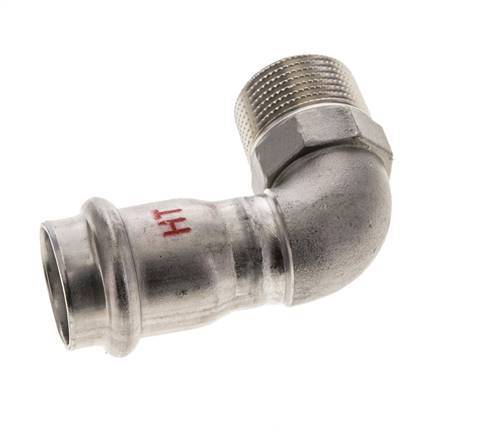90 graden L-Perskoppeling - 22mm Persmof & R 3/4'' Buiseinde - RVS