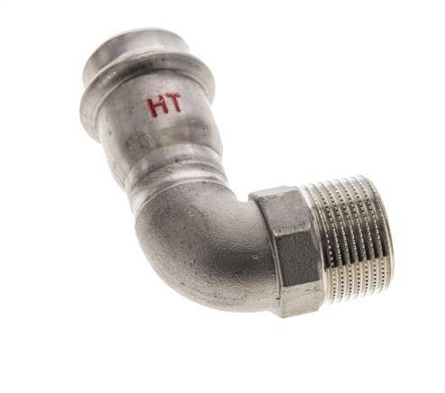 90 graden L-Perskoppeling - 22mm Persmof & R 3/4'' Buiseinde - RVS