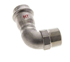 90 graden L-Perskoppeling - 22mm Persmof & R 3/4'' Buiseinde - RVS