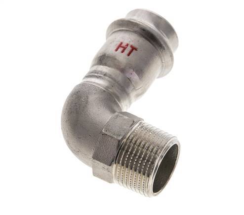 90 graden L-Perskoppeling - 22mm Persmof & R 3/4'' Buiseinde - RVS