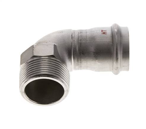 90 graden L-Perskoppeling - 35mm Persmof & R 1-1/4'' Buiseinde - RVS