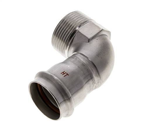 90 graden L-Perskoppeling - 35mm Persmof & R 1-1/4'' Buiseinde - RVS