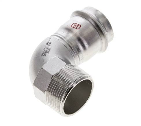 90 graden L-Perskoppeling - 42mm Persmof & R 1-1/2'' Buiseinde - RVS