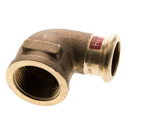 90 graden L-Perskoppeling - 18mm & Rp 3/4'' Persmof - Koperlegering