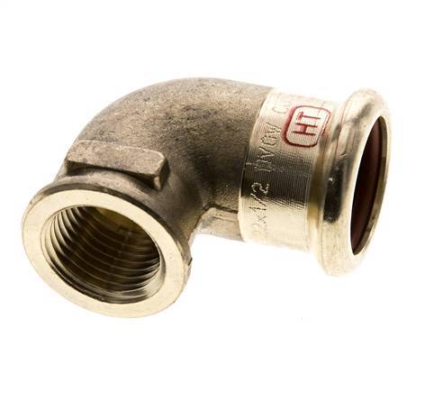 90 graden L-Perskoppeling - 22mm & Rp 1/2'' Persmof - Koperlegering