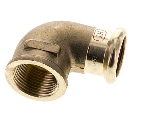 90 graden L-Perskoppeling - 22mm & Rp 3/4'' Persmof - Koperlegering
