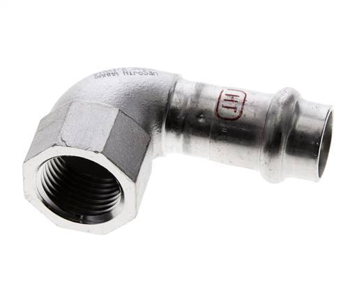 90 graden L-Perskoppeling - 15mm & Rp 1/2'' Persmof - RVS