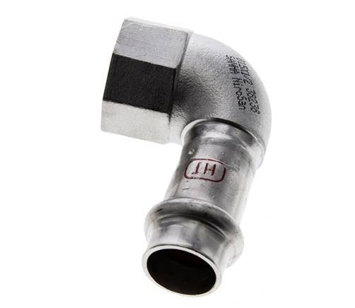 90 graden L-Perskoppeling - 15mm & Rp 1/2'' Persmof - RVS