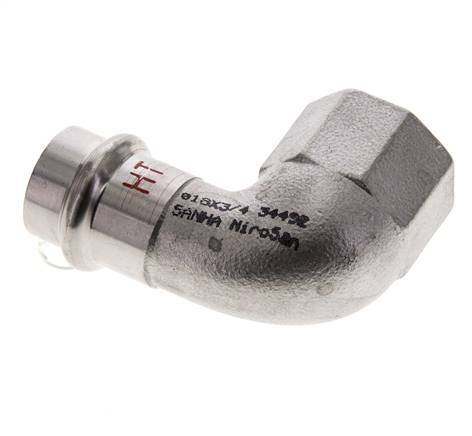 90 graden L-Perskoppeling - 18mm & Rp 3/4'' Persmof - RVS