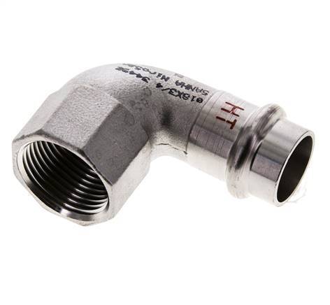 90 graden L-Perskoppeling - 18mm & Rp 3/4'' Persmof - RVS