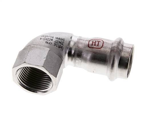 90 graden L-Perskoppeling - 22mm & Rp 3/4'' Persmof - RVS