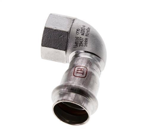 90 graden L-Perskoppeling - 22mm & Rp 3/4'' Persmof - RVS
