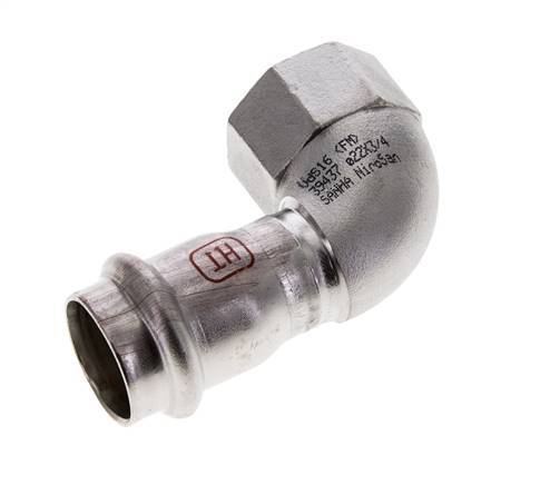 90 graden L-Perskoppeling - 22mm & Rp 3/4'' Persmof - RVS