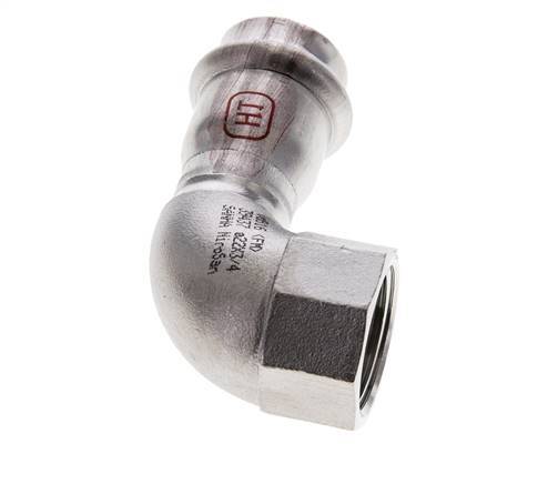 90 graden L-Perskoppeling - 22mm & Rp 3/4'' Persmof - RVS