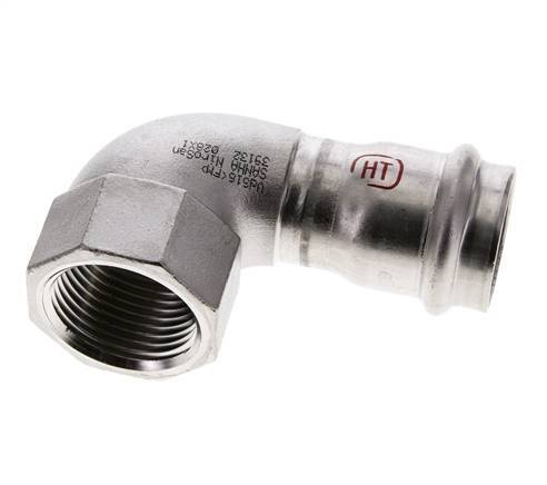90 graden L-Perskoppeling - 28mm & Rp 1'' Persmof - RVS