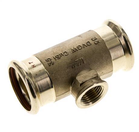 Tee Press Fitting - 35mm & Rp 1/2'' Persmof - Koperlegering
