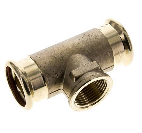 Tee Press Fitting - 35mm & Rp 1'' Persmof - Koperlegering