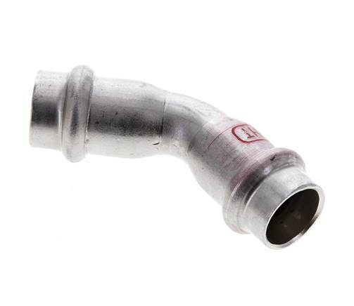 45deg Elbow Press Fitting - 15mm Female - Stainless Steel