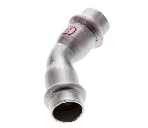 45deg Elbow Press Fitting - 15mm Female - Stainless Steel