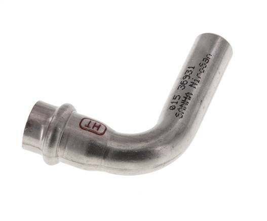 90 graden L-Perskoppeling - 15mm Persmof & 15mm Buiseinde - RVS