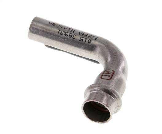 90 graden L-Perskoppeling - 15mm Persmof & 15mm Buiseinde - RVS