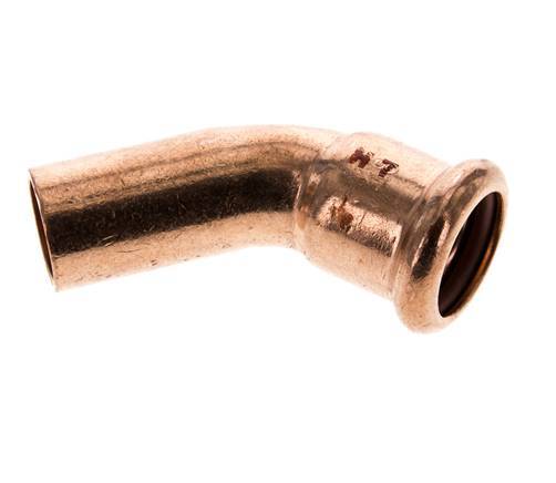 45 graden L-Perskoppeling - 18mm Persmof & 18mm Buiseinde - Koperlegering