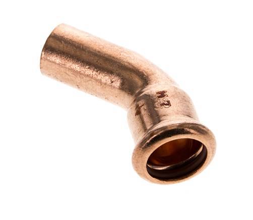 45 graden L-Perskoppeling - 18mm Persmof & 18mm Buiseinde - Koperlegering