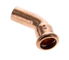 45 graden L-Perskoppeling - 18mm Persmof & 18mm Buiseinde - Koperlegering