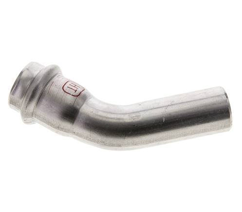 45 graden L-Perskoppeling - 22mm Persmof & 22mm Buiseinde - RVS