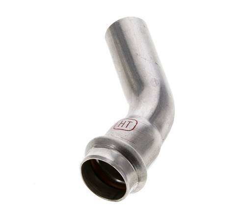 45 graden L-Perskoppeling - 22mm Persmof & 22mm Buiseinde - RVS