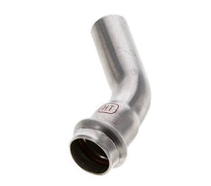 45 graden L-Perskoppeling - 22mm Persmof & 22mm Buiseinde - RVS