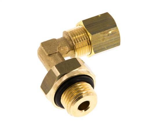 8mm & G1/4'' Brass Elbow Compression Fitting with Male Threads 135 bar NBR Adjustable DIN EN 1254-2