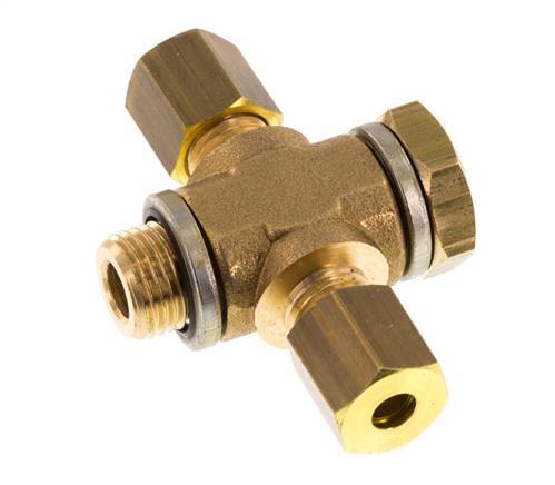 4mm & G1/8'' Brass T-Shape Tee Compression Fitting with Male Threads 150 bar Zinc plated Steel, with NBR insert DIN EN 1254-2