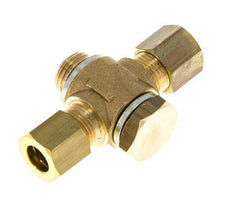 8mm & G1/4'' Brass T-Shape Tee Compression Fitting with Male Threads 135 bar Zinc plated Steel, with NBR insert DIN EN 1254-2