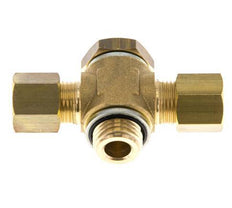 8mm & G1/4'' Brass T-Shape Tee Compression Fitting with Male Threads 135 bar Zinc plated Steel, with NBR insert DIN EN 1254-2