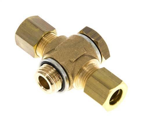 8mm & G1/4'' Brass T-Shape Tee Compression Fitting with Male Threads 135 bar Zinc plated Steel, with NBR insert DIN EN 1254-2