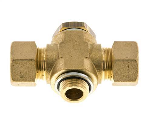 14mm & G3/8'' Brass T-Shape Tee Compression Fitting with Male Threads 89 bar Zinc plated Steel, with NBR insert DIN EN 1254-2