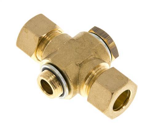 14mm & G3/8'' Brass T-Shape Tee Compression Fitting with Male Threads 89 bar Zinc plated Steel, with NBR insert DIN EN 1254-2