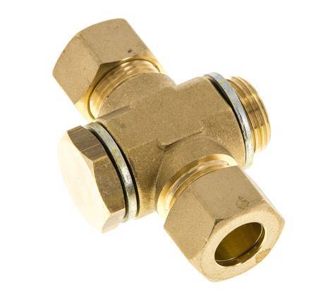 14mm & G1/2'' Brass T-Shape Tee Compression Fitting with Male Threads 89 bar Zinc plated Steel, with NBR insert DIN EN 1254-2