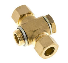 14mm & G1/2'' Brass T-Shape Tee Compression Fitting with Male Threads 89 bar Zinc plated Steel, with NBR insert DIN EN 1254-2