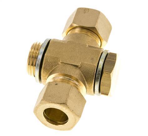 14mm & G1/2'' Brass T-Shape Tee Compression Fitting with Male Threads 89 bar Zinc plated Steel, with NBR insert DIN EN 1254-2