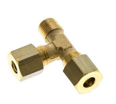 6mm & R1/8'' Brass Right Angle Tee Compression Fitting with Male Threads 150 bar DIN EN 1254-2 [2 Pieces]